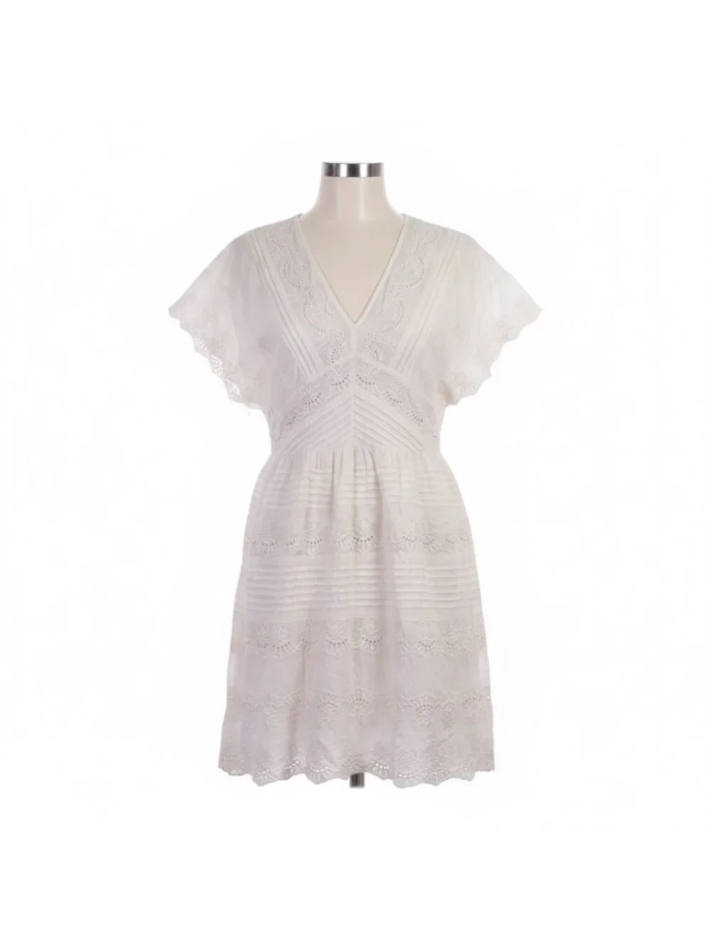 Amuse Society Womens White Cotton Lace Embroidered Mini Dress Boho Style Size S